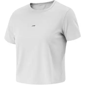 Li-Ning Однотонная футболка с круглым вырезом, удобная, дышащая, универсальная, повседневная, с коротким рукавом, женская, серая ATSV528-4 S