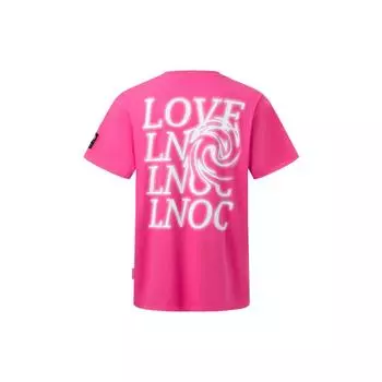 Li Ning Однотонная футболка с принтом логотипа Свободные топы Унисекс Розовый AHST167-4 S