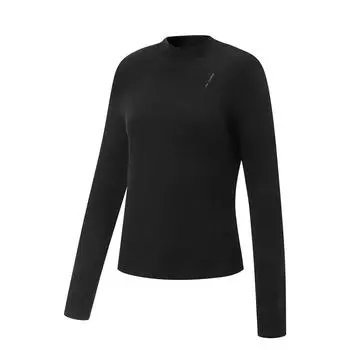 Li-Ning Однотонная футболка с воротником-стойкой, удобная, дышащая, универсальная, с длинным рукавом, женские топы, черная ATLU090-3 M