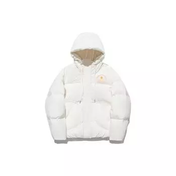 Li Ning однотонная куртка-пуховик с капюшоном и длинными рукавами на молнии для женщин, верхняя одежда, цвет не совсем белый AYMT038-1 XL