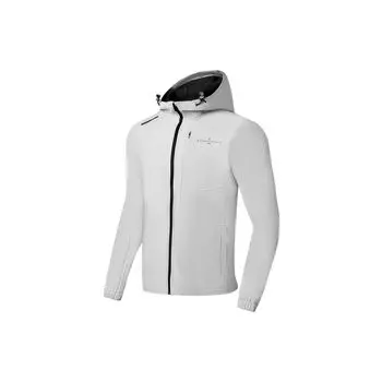 Li-Ning однотонная куртка с капюшоном на молнии с буквенным принтом, мужская верхняя одежда, серая, AFDS511-6