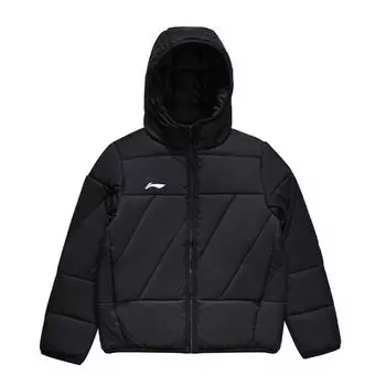 Li-Ning однотонная куртка с логотипом на молнии с капюшоном, мужские куртки, черные YJMT015-4 XL