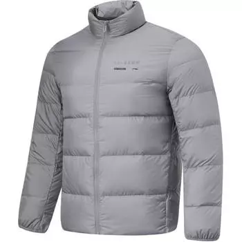 Li Ning однотонная молния воротник стойка удобная дышащая короткая пуховая куртка мужская куртки гравийно-серый AYMT249-5 3XL