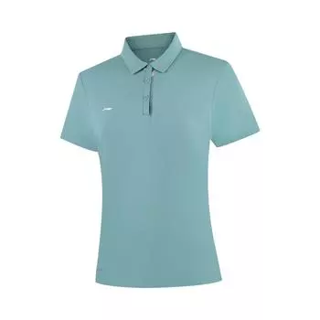 Li-Ning Однотонная Мягкая Удобная Дышащая Универсальная Повседневная Футболка-поло с коротким рукавом Женские топы Туманно-зеленый APLV136-5 S