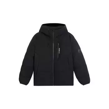 Li-Ning Однотонная повседневная куртка с капюшоном, зимняя мужская куртка, черная AYMS309-4 XXL