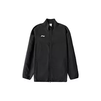 Li Ning однотонная стойка воротник молния фирменный логотип вышитый свободный длинный рукав куртка мужские куртки черный AJDR475-3 M
