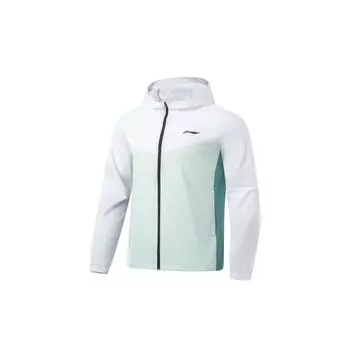 Li-Ning Однотонная светоотражающая влагоотводящая солнцезащитная куртка с капюшоном, мужские куртки белого и светло-голубого цвета AFDT185-8 6XL