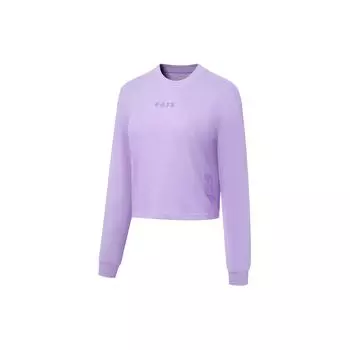 Li Ning однотонная свободная футболка с длинным рукавом и заниженной линией плеч, женские топы, розово-фиолетовый AHST156-2 M