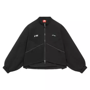 Li Ning однотонная свободная повседневная куртка с логотипом, женская куртка черного цвета AFDS210-2 XL