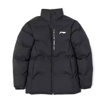 Li Ning однотонная свободная теплая хлопковая куртка с воротником-стойкой, мужская куртка черного цвета AJMU219-1 S