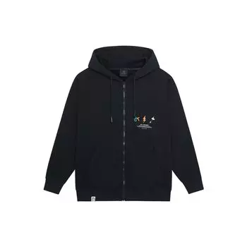Li-Ning однотонная толстовка на молнии с буквенным принтом и худи унисекс на шнурке, черная AWDSI35-1 L