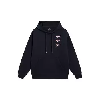 Li-Ning однотонная толстовка с капюшоном и длинными рукавами на шнурке, унисекс, черная AWDT149-1 M