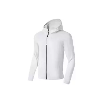 Li Ning однотонная толстовка с капюшоном и застежкой-молнией, длинный рукав, мужские топы, белый цвет AWDS965-8 L