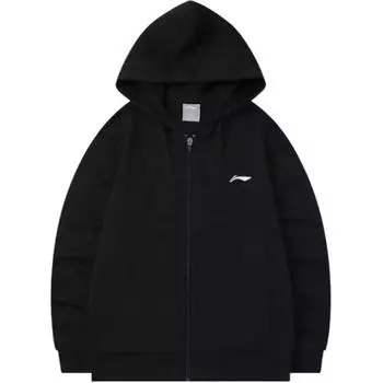 Li-Ning Однотонная толстовка с капюшоном на молнии, мужские толстовки черного цвета YWDU569-1 S