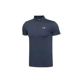 Li Ning однотонная удобная дышащая повседневная спортивная рубашка-поло для мужчин, чернильно-серый APLU753-3 S