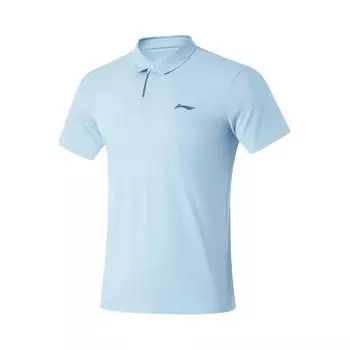 Li-Ning Однотонная Удобная Дышащая Универсальная Футболка-поло с коротким рукавом Мужские топы Светло-голубой APLU747-3 2XL