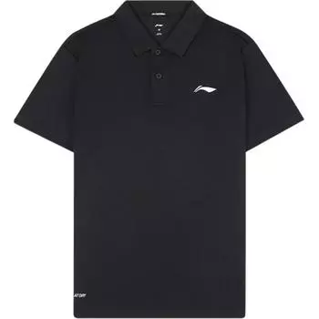 Li Ning однотонная удобная универсальная дышащая спортивная рубашка-поло для мужчин, черный цвет APLU861-2 S