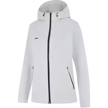 Li Ning однотонная ветровка с капюшоном и длинными рукавами женская верхняя одежда цвета капли воды-серый AFDUA12-2 S