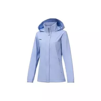 Li-Ning Однотонная водонепроницаемая куртка с капюшоном и длинными рукавами, женские куртки светло-фиолетового цвета AFDT748-4 XXL