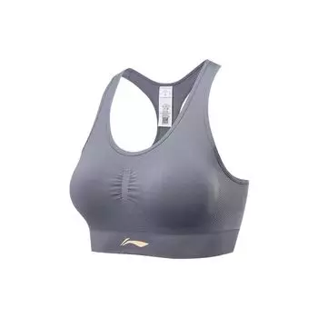 Li Ning однотонное фирменное спортивное нижнее белье с логотипом, женское нижнее белье темно-серого фиолетового цвета YUBT006-2 M