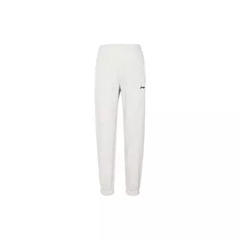 Li-Ning Однотонные эластичные манжеты на талии, длинные флисовые трикотажные спортивные брюки для мужчин, серые AKLSG31-2 XL