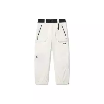 Li Ning Однотонные брюки-карго с манжетами для катания на лыжах Унисекс брюки Молочно-белый Черный AHXT007-1 S