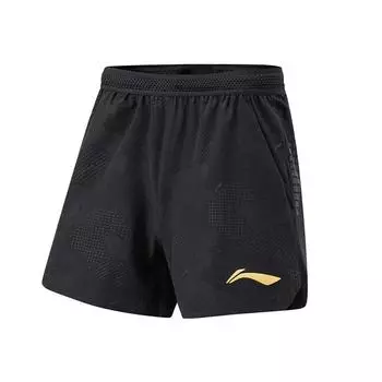 Li-Ning Однотонные быстросохнущие классные повседневные шорты мужские шорты черные AAPU047-1 L