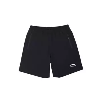 Li-Ning Однотонные быстросохнущие легкие спортивные повседневные шорты с логотипом, черные шорты унисекс YKST035-5 L