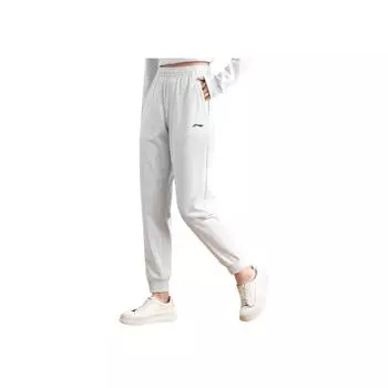 Li-Ning Однотонные быстросохнущие повседневные брюки женские, светло-серые AKLU993-2 S