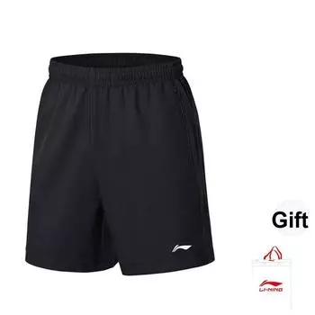 Li-Ning Однотонные легкие свободные быстросохнущие шорты для бега, фитнеса, тренировок, повседневные шорты унисекс, черные AAPU217-1 XL