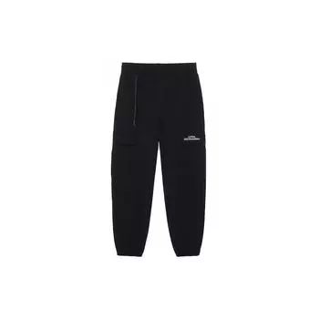 Li Ning однотонные повседневные длинные брюки с эластичной талией для мужчин, черные AKXR647-2 S