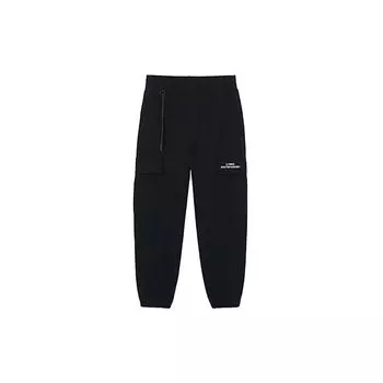 Li Ning однотонные повседневные длинные брюки с эластичной талией для мужчин, черные AKXR647-2 L