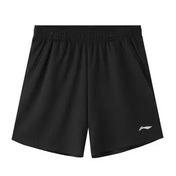 Li-Ning, однотонные повседневные дышащие вязаные спортивные шорты с логотипом, мужские брюки черного цвета AKYT063-4 L