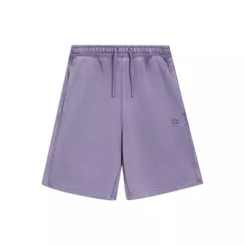 Li-Ning Однотонные повседневные шорты с вышитым логотипом на шнурке, мужские плавки, фиолетовые AKSS315-7 S