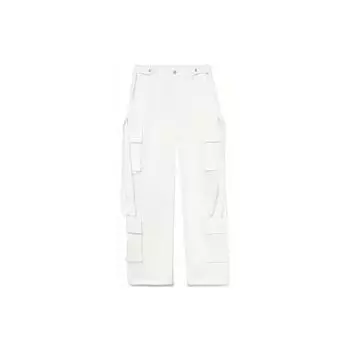 Li-Ning Однотонные прямые повседневные брюки с несколькими карманами, унисекс, белые AKXR557-4 M