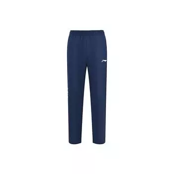 Li-Ning Однотонные прямые повседневные брюки со средней посадкой, брюки унисекс, чернильно-синие AKLU495-2 L