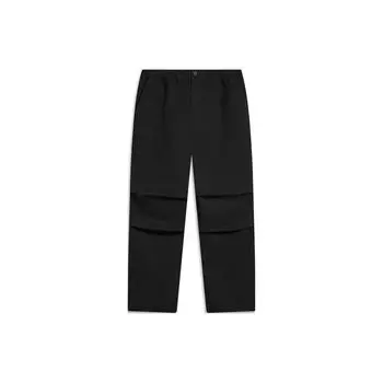 Li Ning однотонные прямые свободные повседневные брюки со средней талией мужские низы черного цвета AKXT789-1 XL