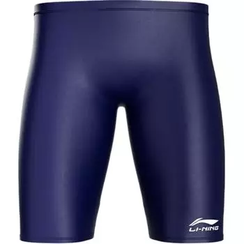 Li Ning однотонные шорты для плавания средней талии, удобные, дышащие, с пятью точками, мужские, темно-синие, LXSR117-2 L