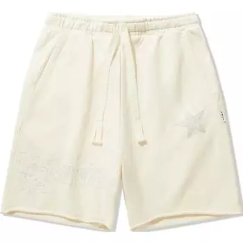 Li Ning Однотонные шорты средней посадки на кулиске, свободные, прямые, повседневные, мужские, молочно-белый AKSU173-4 M