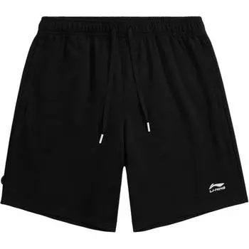 Li Ning однотонные шорты средней посадки со шнурком, удобные, дышащие, прямые, повседневные, мужские шорты, черные AKSU869-1
