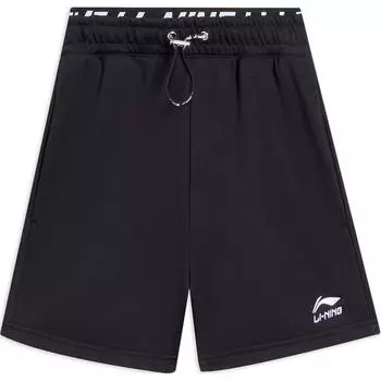 Li Ning Однотонные шорты средней посадки, удобные, дышащие, с прямыми штанинами, повседневные, женские, черные AKSS022-3 XS