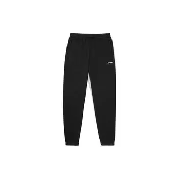 Li-Ning Однотонные спортивные штаны стандартного кроя с карманами на молнии и манжетами, мужские штаны, черные AKLSG29-1 L