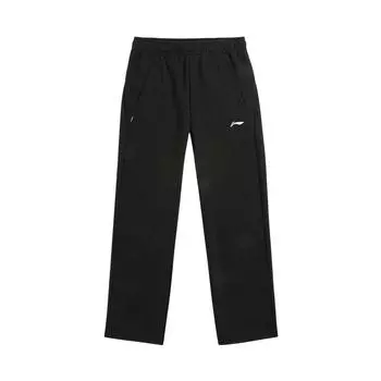 Li Ning однотонные, средней талии, удобные, дышащие, универсальные, прямые, повседневные брюки, мужские, черные AKLUA81-1 L