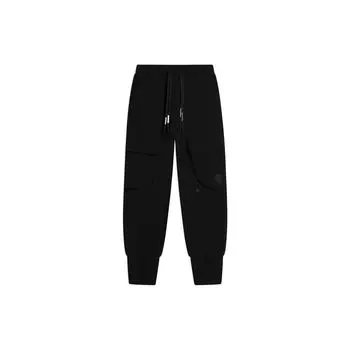 Li-Ning Однотонные свободные трикотажные спортивные штаны с завязками на шнурке, мужские низы, черные AKLSC21-3 M