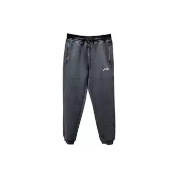 Li-Ning Однотонные трикотажные спортивные брюки с манжетами и логотипом бренда, мужские плавки, черные AKLT171-2 M