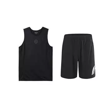 Li-Ning Однотонный быстросохнущий жилет без рукавов Удобный с логотипом Шорты до колена Повседневный спортивный костюм Унисекс Спортивный костюм Черный YVSV031-1+YKSV197-2 L