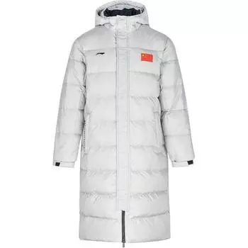 Li Ning однотонный длинный пуховик с капюшоном и длинными рукавами унисекс верхняя одежда серый AYMS341-1 XL