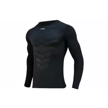 Li Ning однотонный флис теплый высокоэластичный повседневный спортивный тонкий фитнес-одежды мужские топы черный AUDR131-1 S