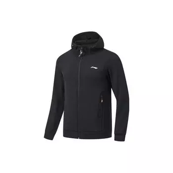 Li-Ning однотонный флисовый кардиган с капюшоном на молнии мужские толстовки черный AWDT793-3 M