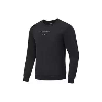 Li-Ning однотонный флисовый теплый пуловер, толстовка мужская, толстовка, черный цвет AWDT789-3 XL
